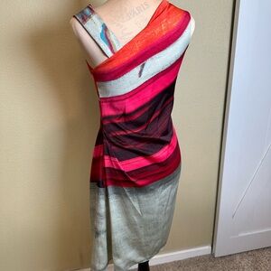 RACHEL Rachel Roy One Shoulder Dress in Red and Black